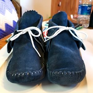 Taos Indian Maid Moccasins Blue sz 7.5